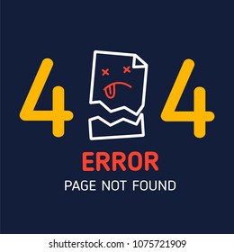 404 error page not found with paper missing icon 