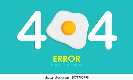 404  error page not found with  fried egg vector style background