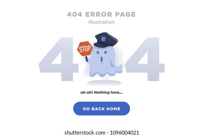 404 Error Page Not Found Design with Ghost holding stop sign