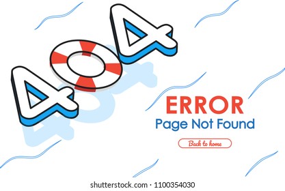 404  error page not found vector in swimming pool graphic