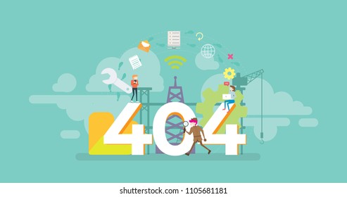 404 Error Page Not Found Tiny People Character Concept Vector Illustration, Suitable For Wallpaper, Banner, Background, Card, Book Illustration, Web Landing Page, and Other Related Creative