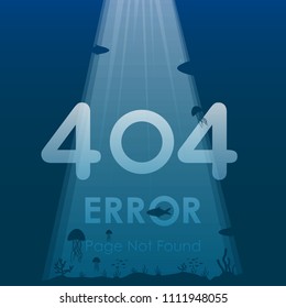 404 error page not found in under ocean background design