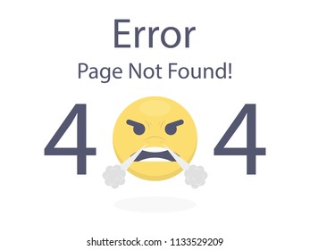 404 error page not found Angry Emoji isolated in white background Vector