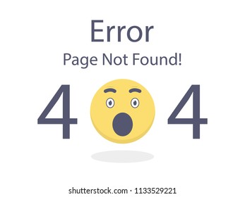 404 error page not found Wow Emoji isolated in white background Vector