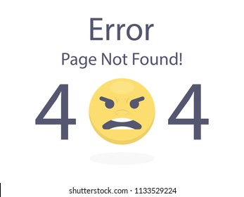 404 error page not found Angry Emoji isolated in white background Vector