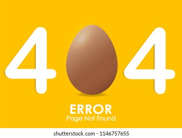 404  error page not found with egg vector style and yellow background