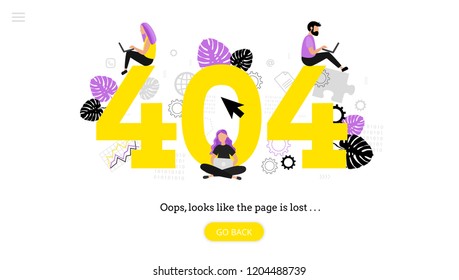 404 error page. Page not found. Vector 
 template. Design for websites. 