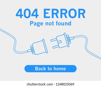 404 error. Page not found with electric plug and socket. Vector illustration