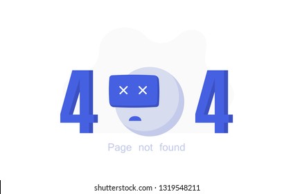 404 Error page not found with broken robot. Modern flat style vector illustration.