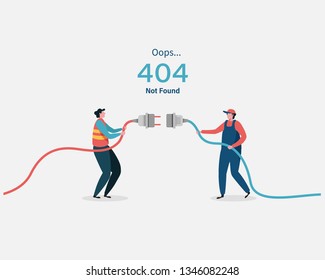 404 error page not found System updates, uploading, operation, computing,installation programs. system maintenance. Flat vector illustration modern character design. For a landing page, web p