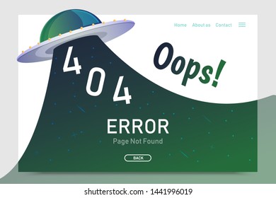 404  error page not found vector with UFO graphic  design template for website background graphic