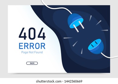 404  error page not found vector with plug graphic  design template for website background graphic