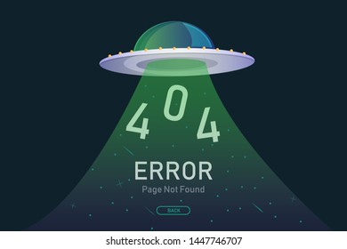 404  error page not found vector with UFO graphic  design template for website background graphic