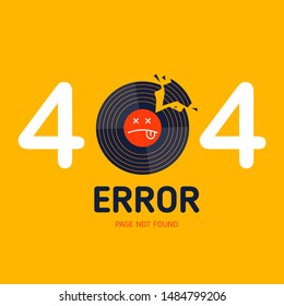 404  error page not found vector vinyl music broken graphic background