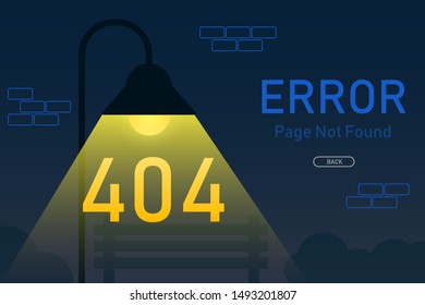 404  error page not found vector with lamp post graphic  design template for website background graphic