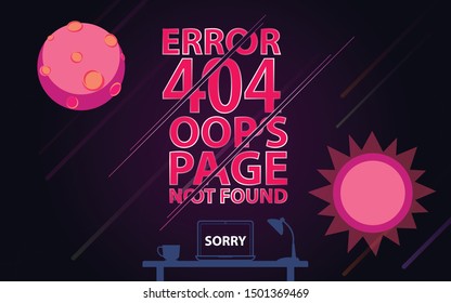 404 error page not found isolated in space and sci fi background