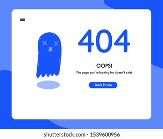 404 Error the page not found with dead ghost. Illustration for 404 error. Vector concept design for page 404.  creative character design. Flat simple web illustration.