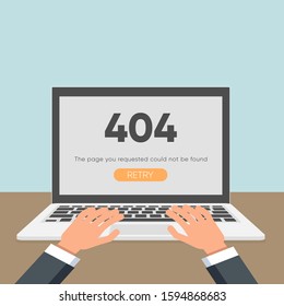404 error page not found on the laptop. Vector illustration