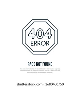 404 Error page not found line icon. Concept vector illustration, webpage banner, search result message. Linear style.