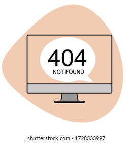 404 error page not found template on computer screen for webpage, landing page, illustrator vector