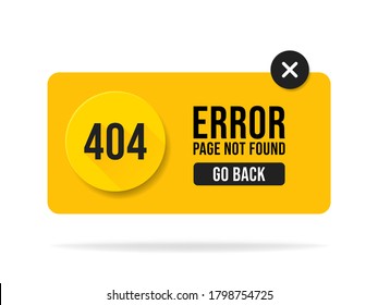 404 error page not found speech. Pop up errors window. Isolated on white background. Vector illustration