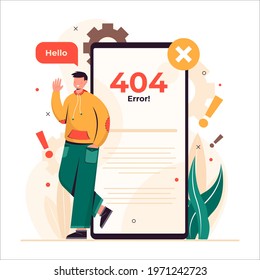 404 Error, Page Not Found, No Internet Connection Conceptual Design Ilustration Vector