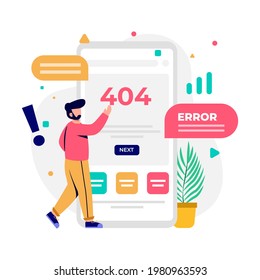 404 error, page not found, no internet connection conceptual design ilustration vector