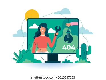 404 error page not found System updates, uploading, operation, computing, installation programs. system maintenance. For landing page, web page. Website maintenance error, Webpage under construction.