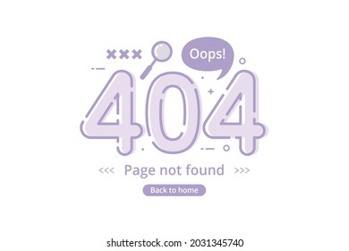404 error page not found isolated in white background vector illustration