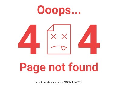 404 error page not found isolated on white background. The template reports that the page cannot be found.