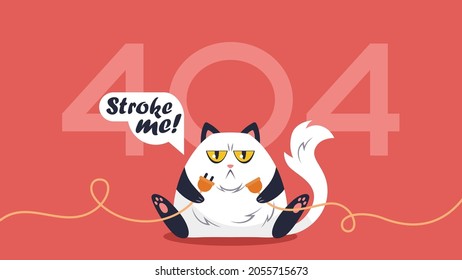 404 error page not found System updates, operation, computing,installation programs. system maintenance. The illustration is funny, an angry cat turns off the Internet, demanding attention. Funny pet.