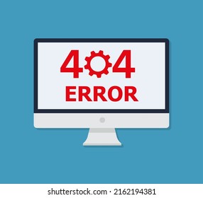404 Error page not found on computer, tablet, mobile phone screen. Internet link error sign. Eps 10