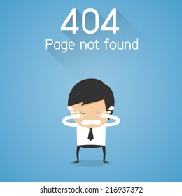 404 Error Page not found. businessman cry concept