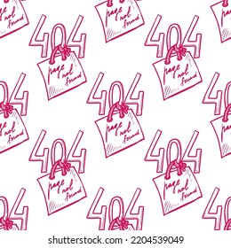 404 error page not found vector seamless pattern on white background
