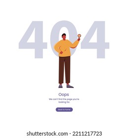 404 error page not found. Flat vector illustration with man modern character design. 