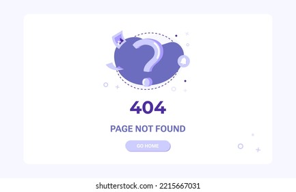 404 error page. Page not found banner template. Flat illustration of Question mark icon for design template for web page with 404 error