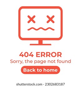 404 Error the page not found with monitor face