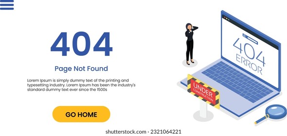 404 error page not found System updates, uploading, operation, computing, installation programs. system maintenance. Flat vector illustration website template. For a landing page.