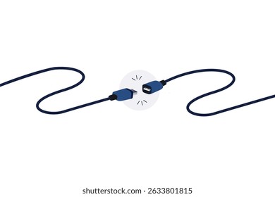 404 error page not found banner. USB Cable. System error, broken page. Disconnected wires from the outlet. For website. Web Template. Popping window.