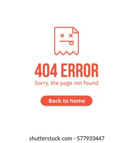 404 error page not found isolated in white background