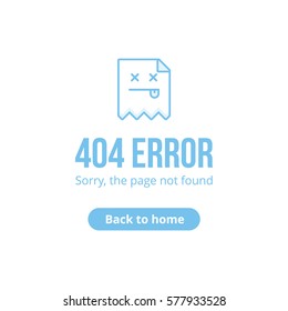 404 error page not found isolated in white background