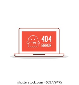 404 Error the page not found with dead ghost on a laptop