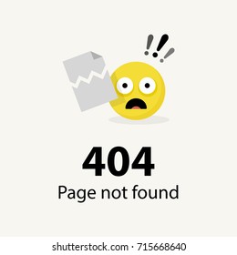 404 error Page not found emoticon - isolated vector illustration
