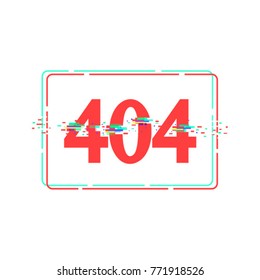 404 error page not found. Vector distorted glitch font.