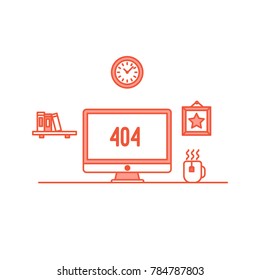 404 error page not found with work desk illustration isolated in white background