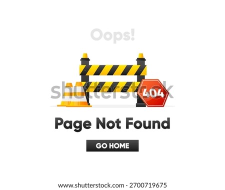 404 Error Page Not Found banner. System error, broken page. For website. Web Template. Vector illustration.