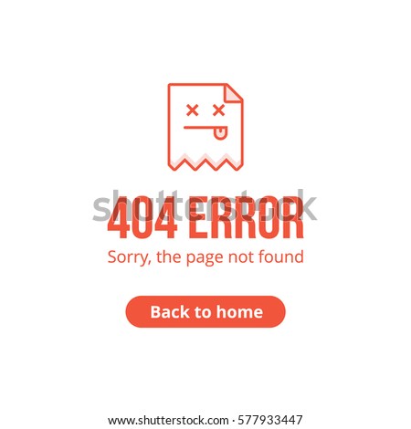 404 error page not found isolated in white background