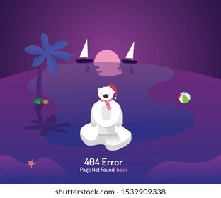 404 error page
showing polar bears that are misplaced on beaches