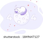 404 error page with sleeping cat. Not found page with cute kitten. Something went wrong