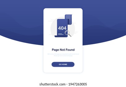 404 error page template for mobile apps. Page not found. Flash Message UI design. Blue. Eps 10 